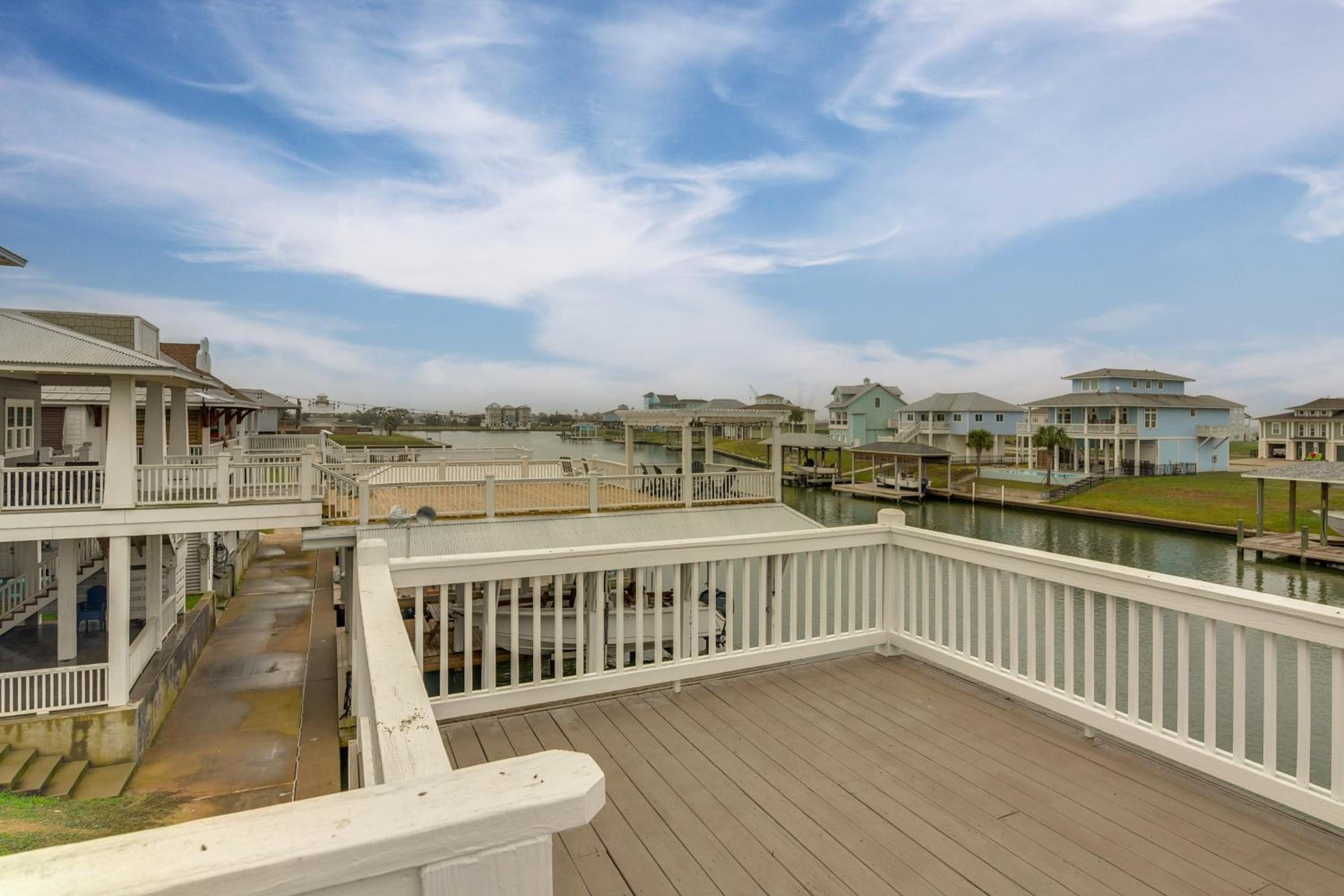 Walk to Beach! Bayfront Port Bolivar Home with Dock