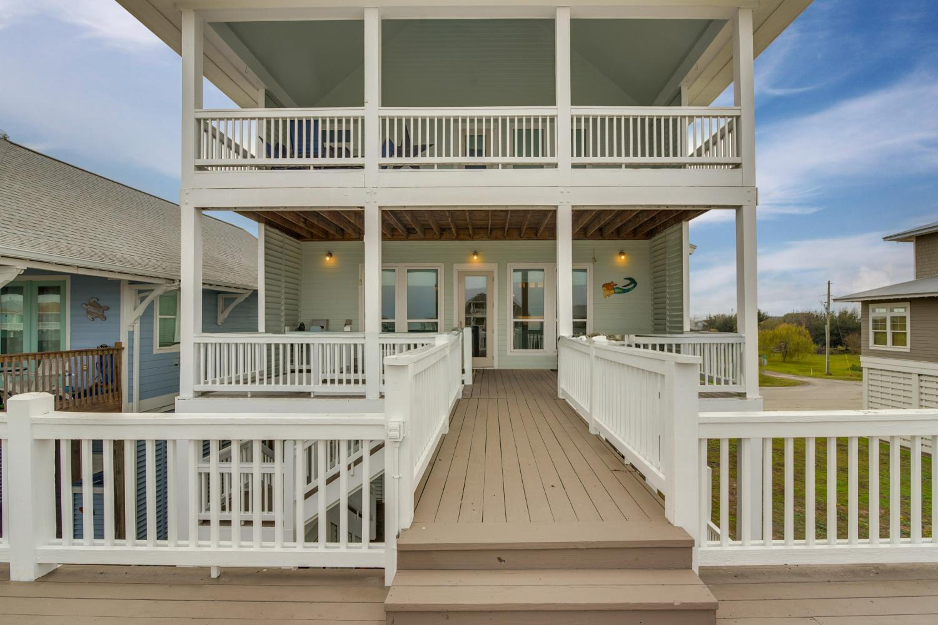 Walk to Beach! Bayfront Port Bolivar Home with Dock