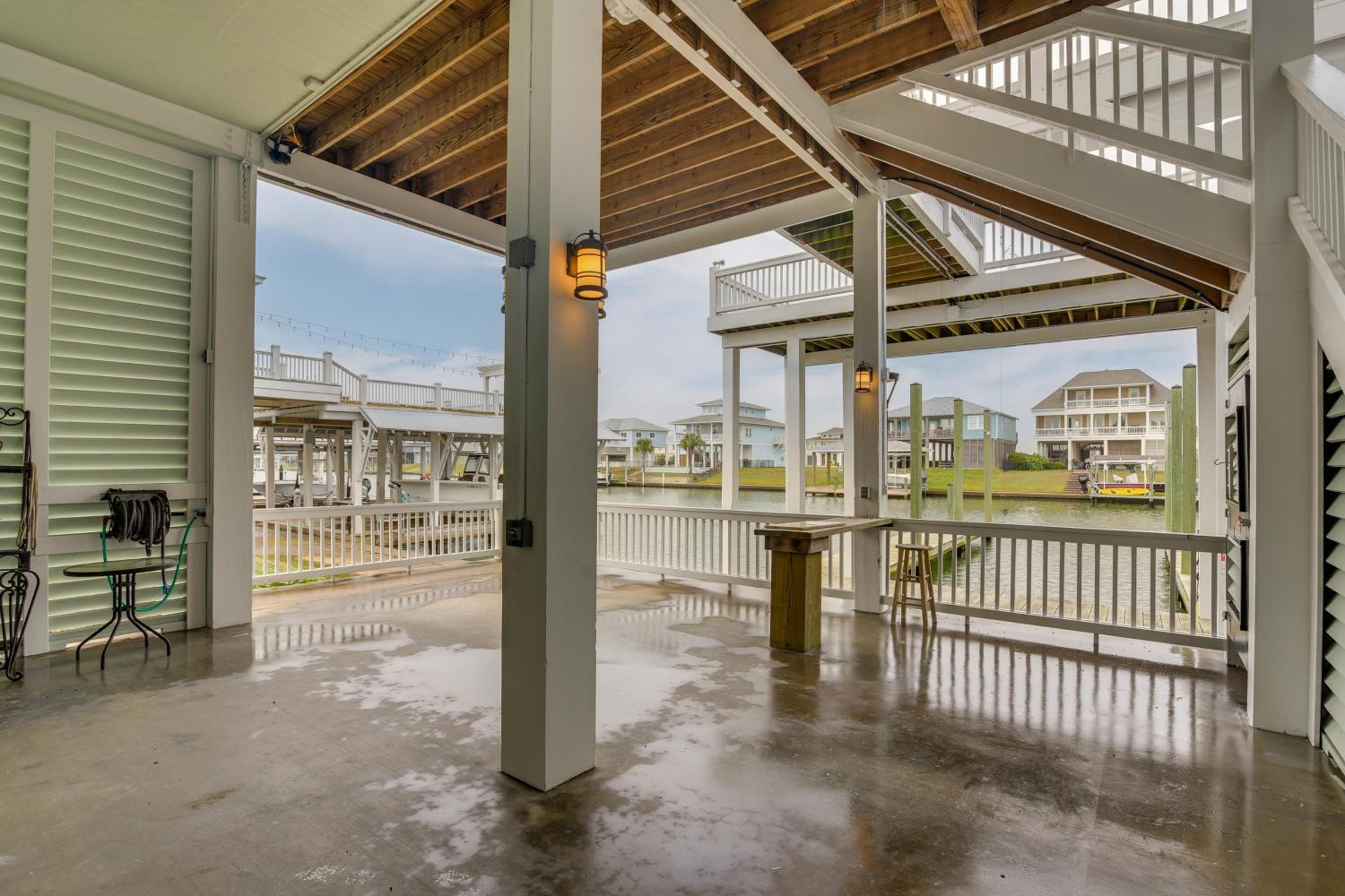 Walk to Beach! Bayfront Port Bolivar Home with Dock