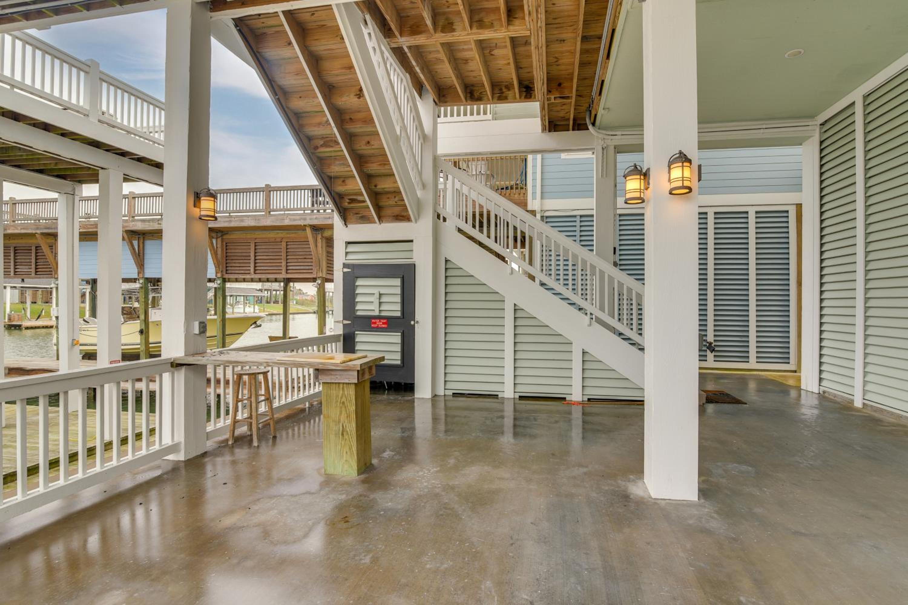 Walk to Beach! Bayfront Port Bolivar Home with Dock