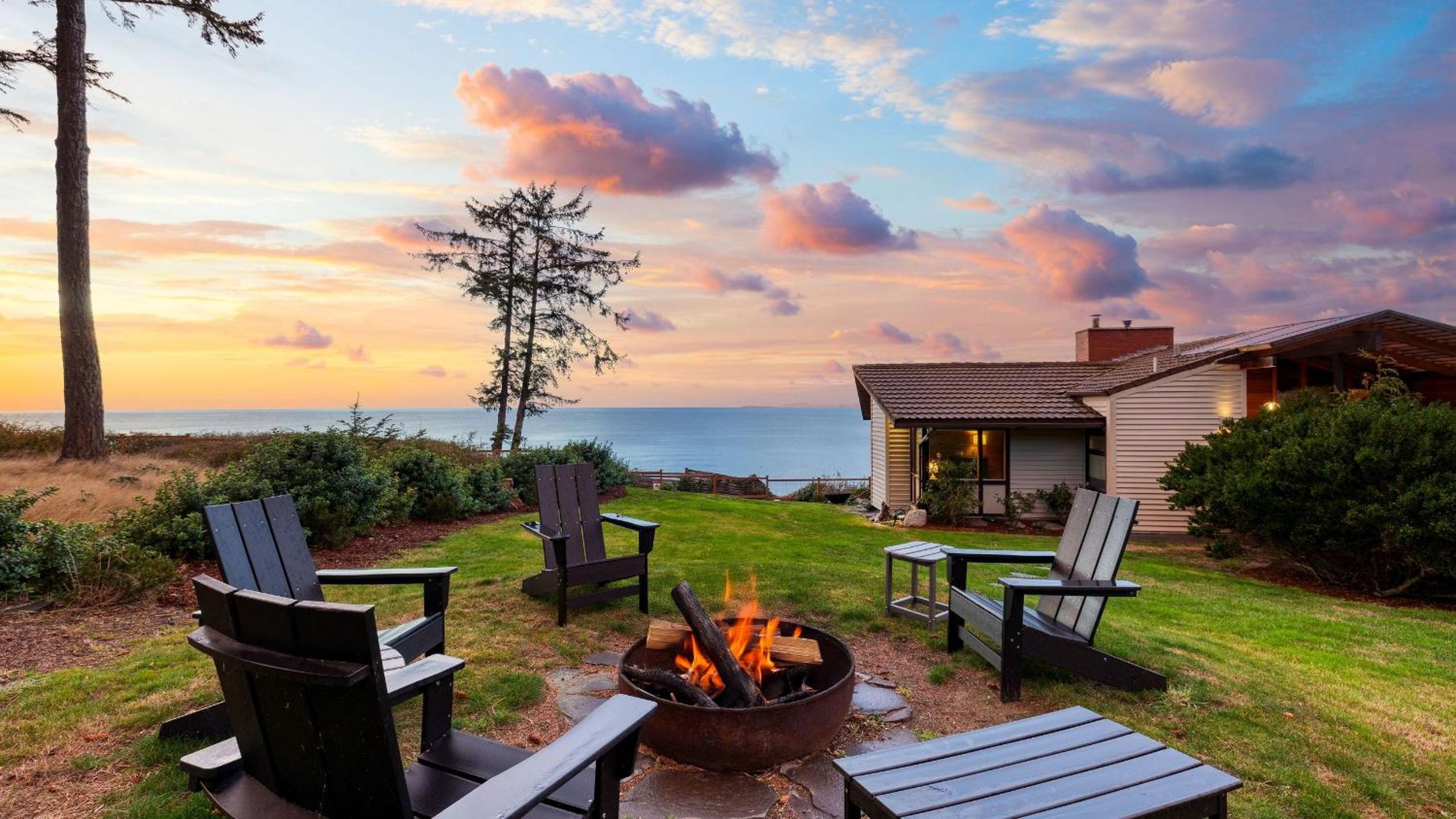 Oceanfront Home w Outdoor Dining 2 Firepits Steps to Beach Salish Sea Escape by AvantStay