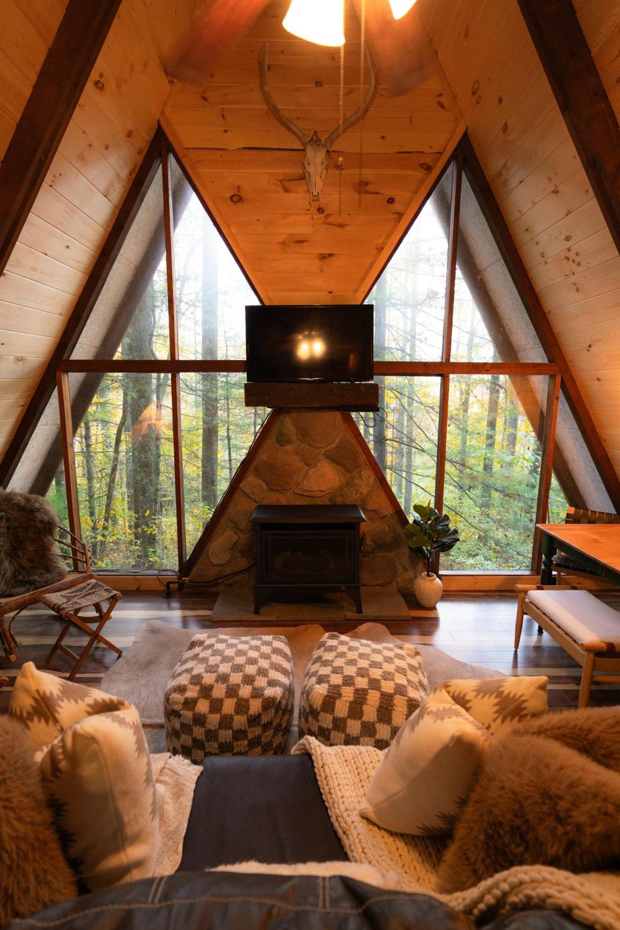 Waterfront A- Frame with Dock, Canoe + Kayaks