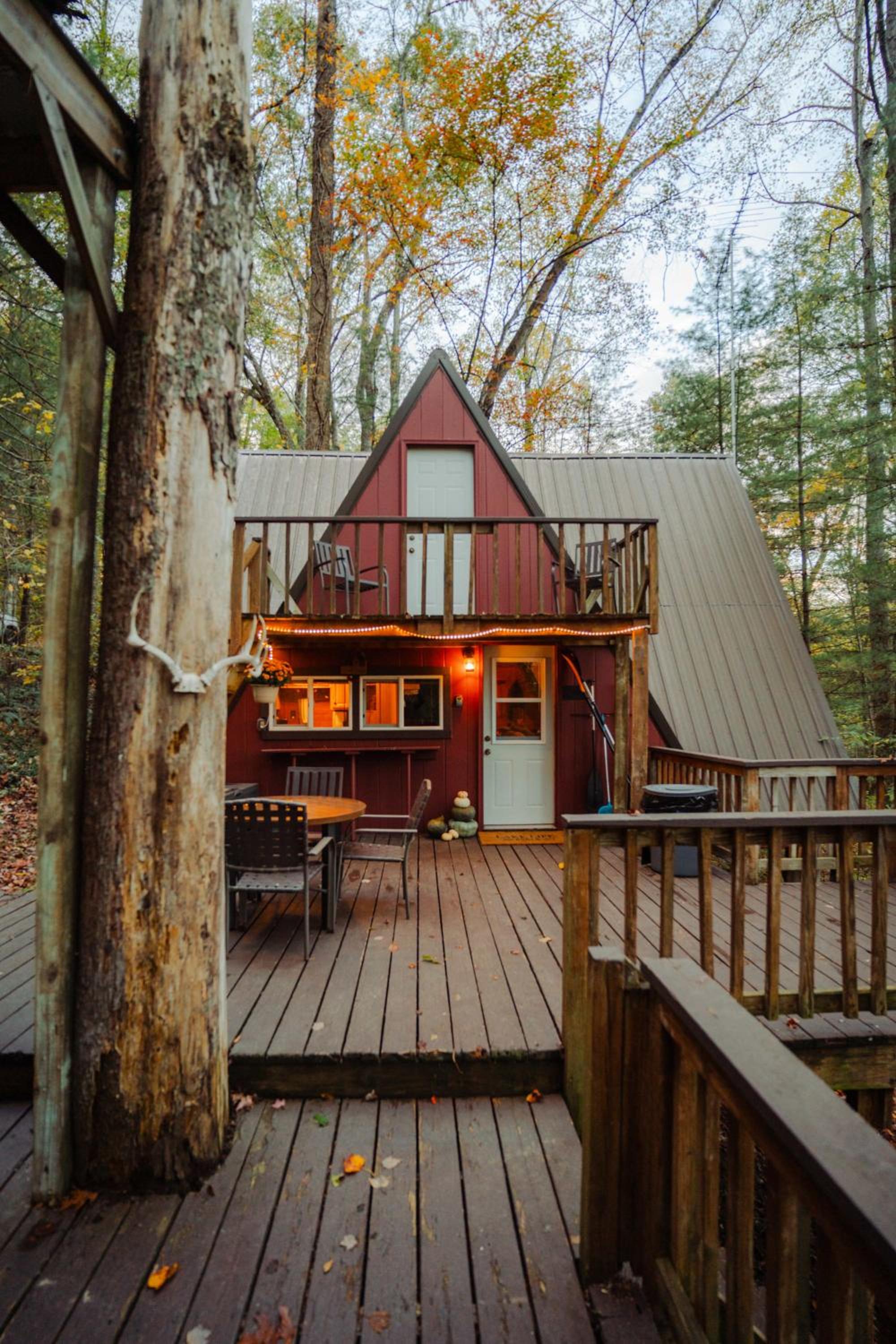 Waterfront A- Frame with Dock, Canoe + Kayaks