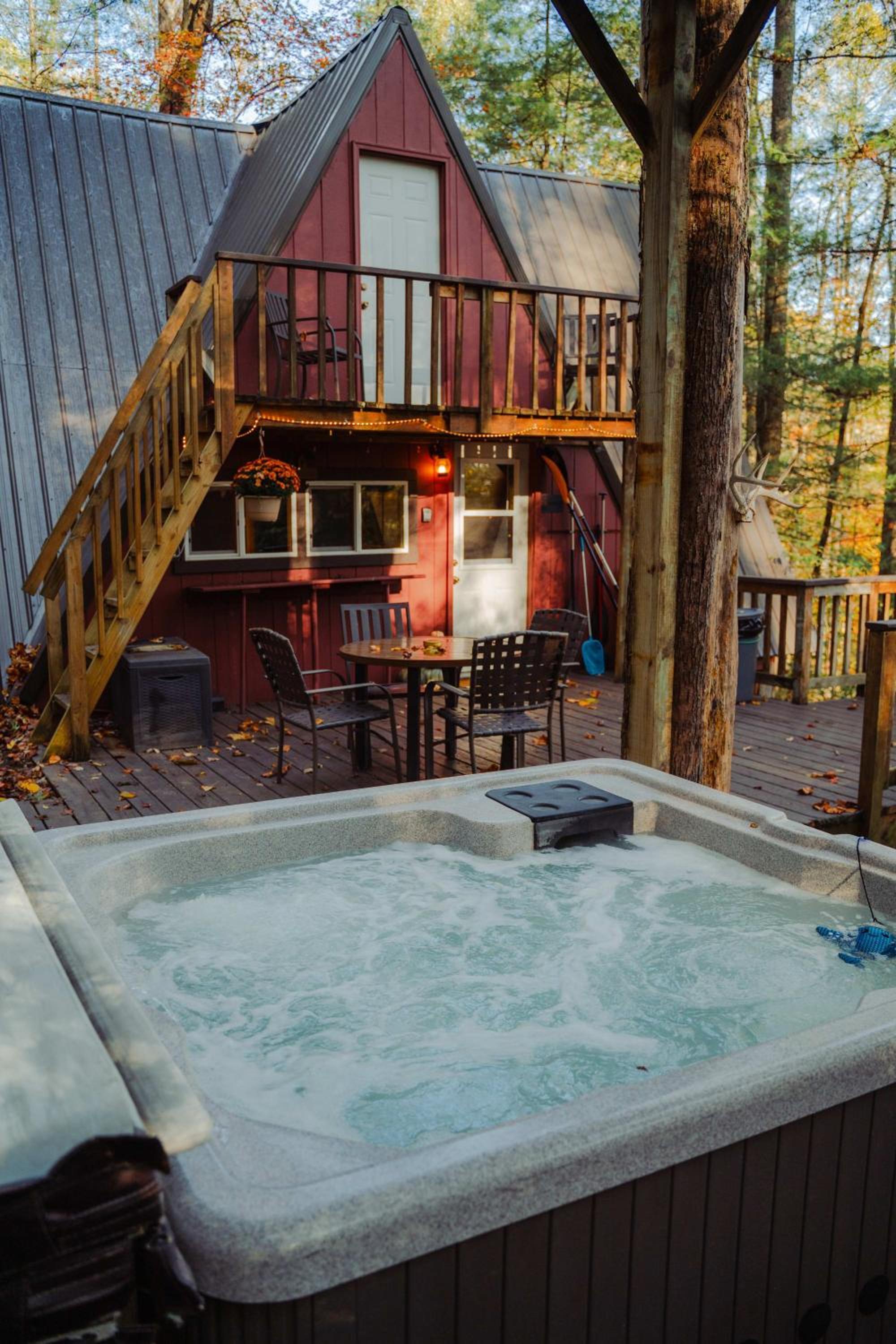 Waterfront A- Frame with Dock, Canoe + Kayaks