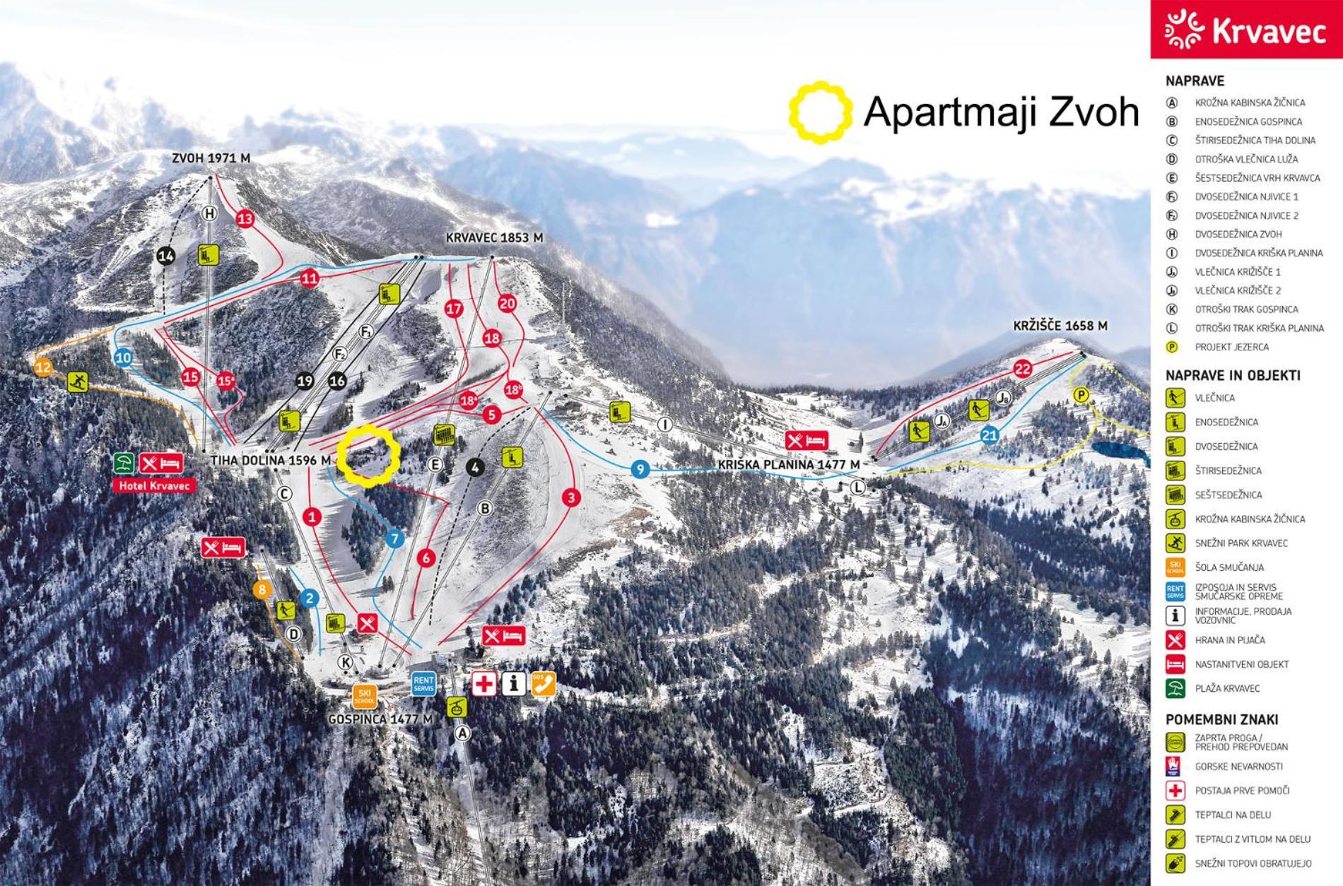 Apartments Zvoh, Krvavec, Ski-in, Ski-out view 2