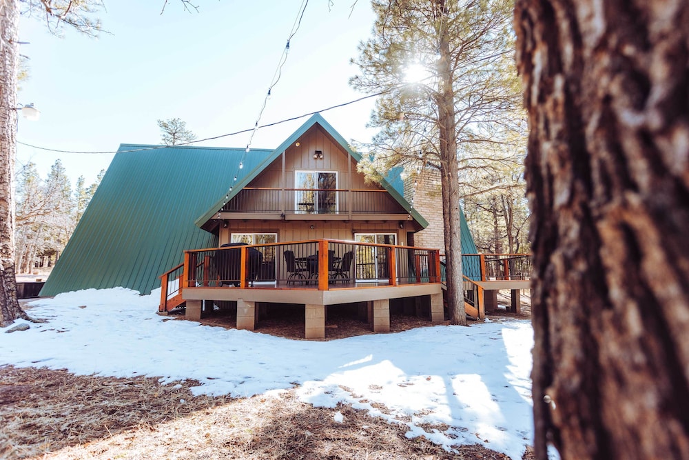 Furnished Deck + Fire Pit: Happy Jack Cabin view 3
