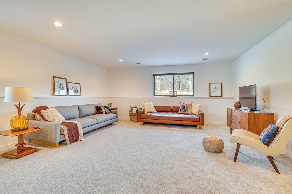 Deck w/ Forest Views: Modern Home in Rochester!