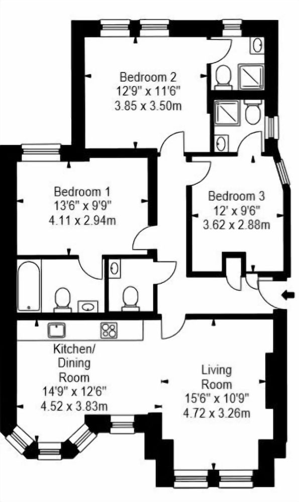 Luxury Three Bedroom - Flat 122 Lower Ground Floor