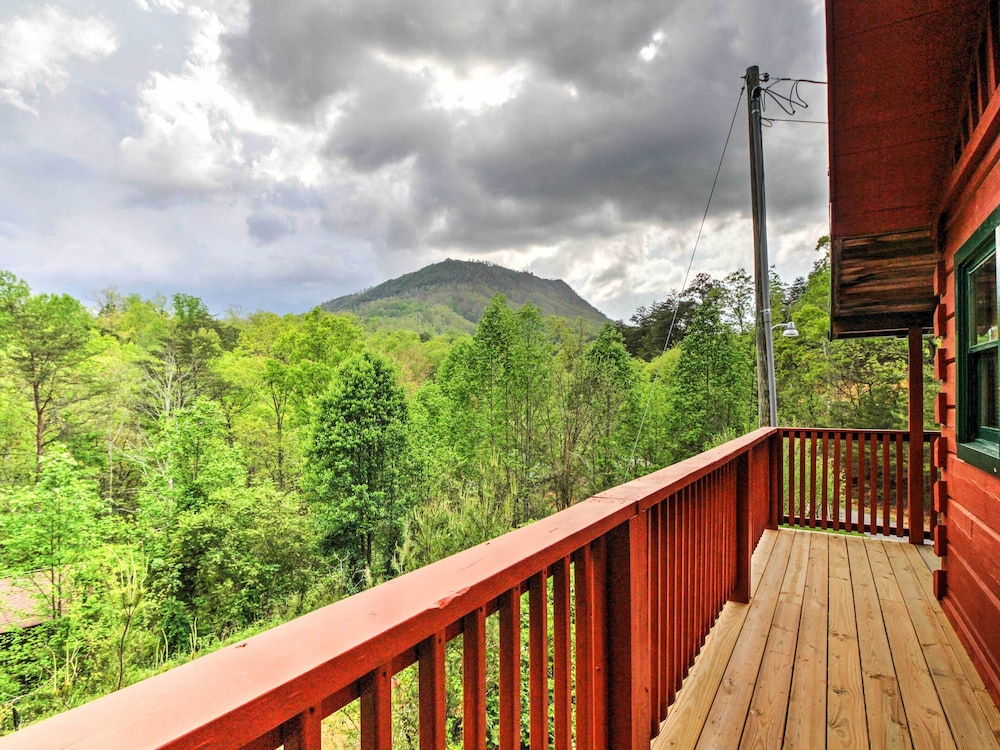 Deck & Hot Tub: Log Cabin Sevierville Studio! view 2
