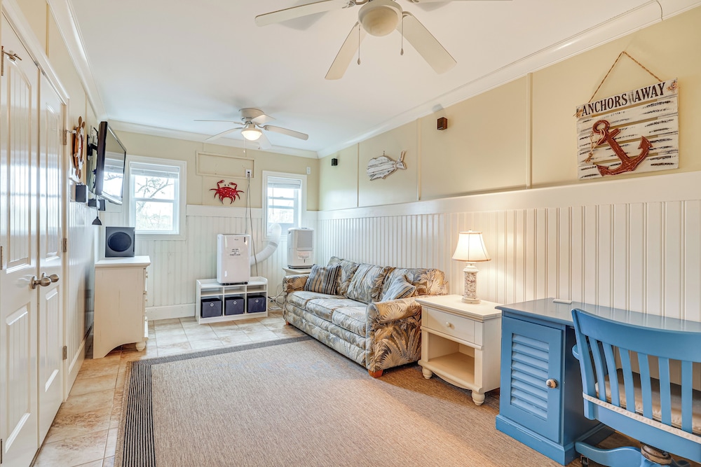 Steps to Beach: Gem w/ Views & Dock in Oak Island