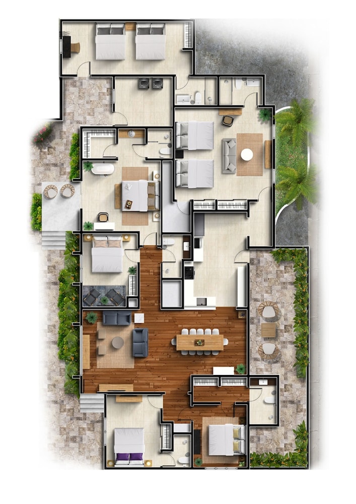 Beachfront Villa w Pool Sleeps 16 Dining Tub