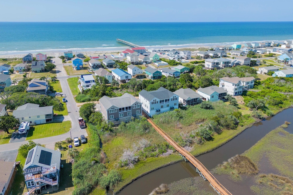 Steps to Beach: Gem w/ Views & Dock in Oak Island