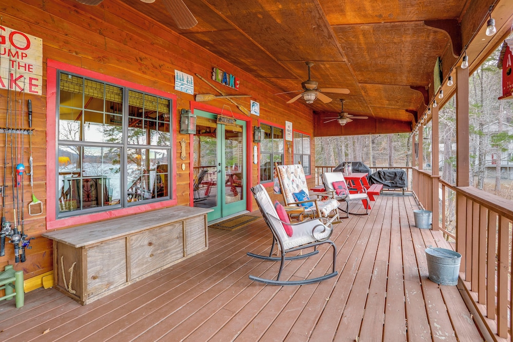 Deck & Fire Pit: Waterfront Cabin in Greers Ferry!