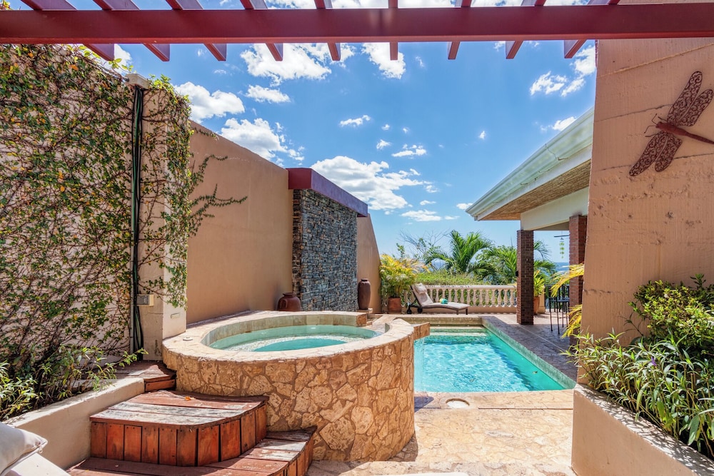 Oceanview Villa with Wrap-Around Terrace, Private Pool, Hot Tub, and Guesthouse