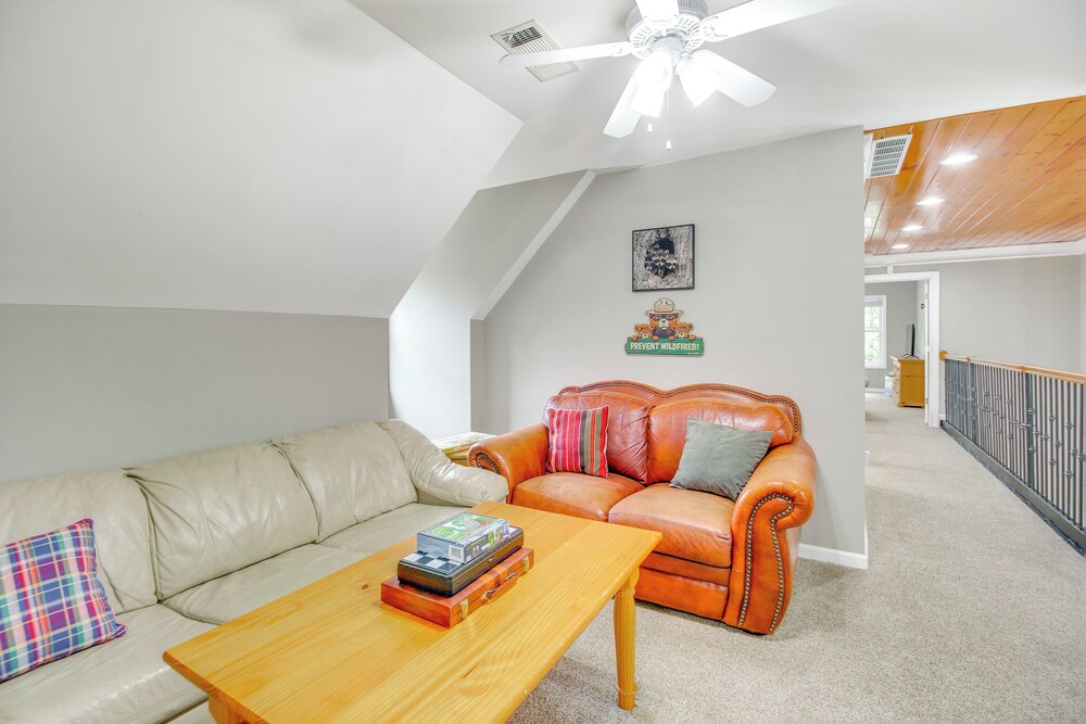 Game Room & Fire Pit: Riverfront Home in Ellijay!