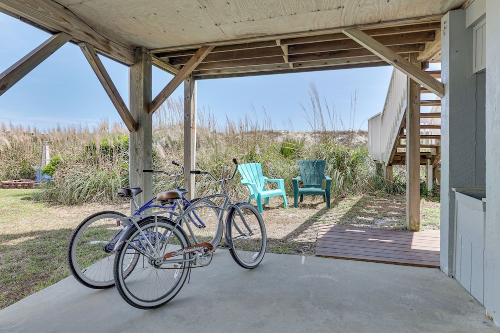 Deck & View: Oceanfront Oasis in Oak Island!