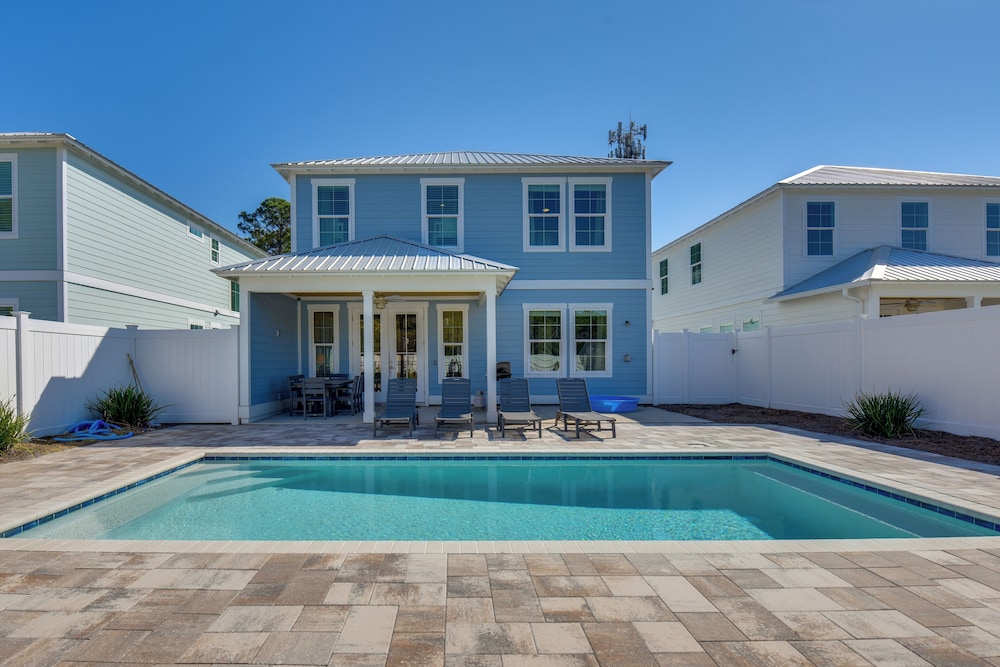 Walk to Pier: Modern PCB Getaway w/ Private Pool!