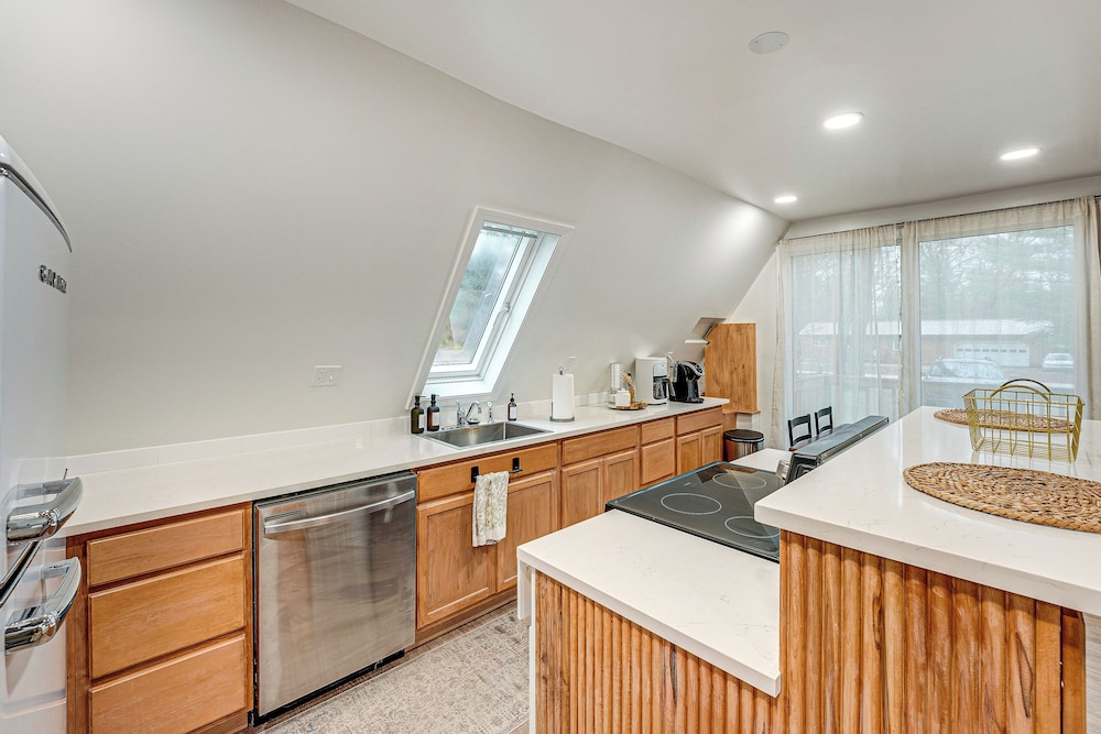 Walk to Fox Lake: Pet-friendly A-frame w/ Fire Pit