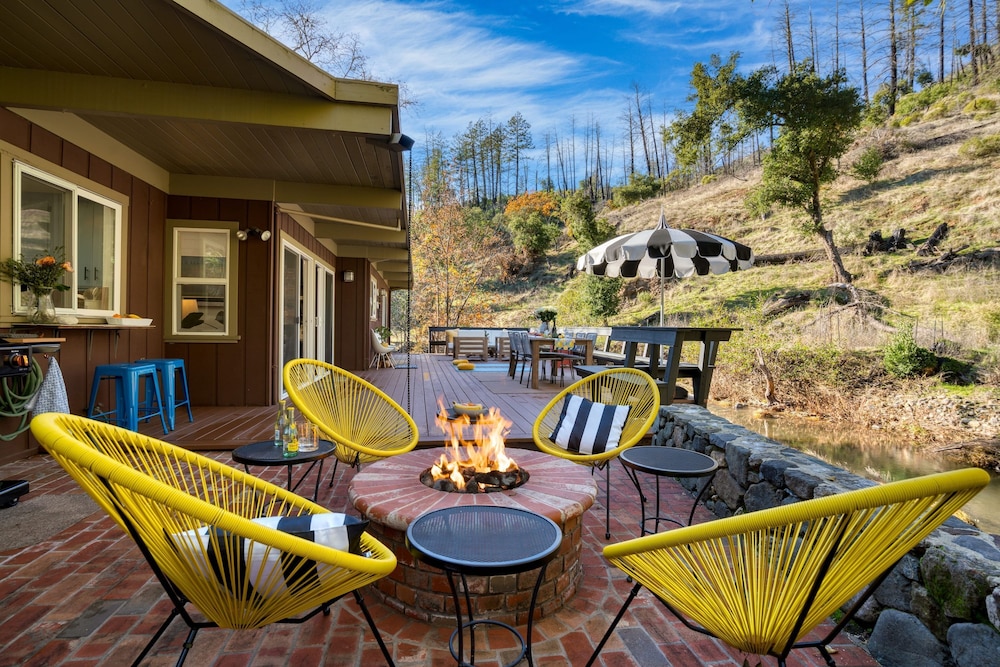 Sonoma Creek Haven Hot Tub Firepit Creekside Views Near Kenwood Wineries