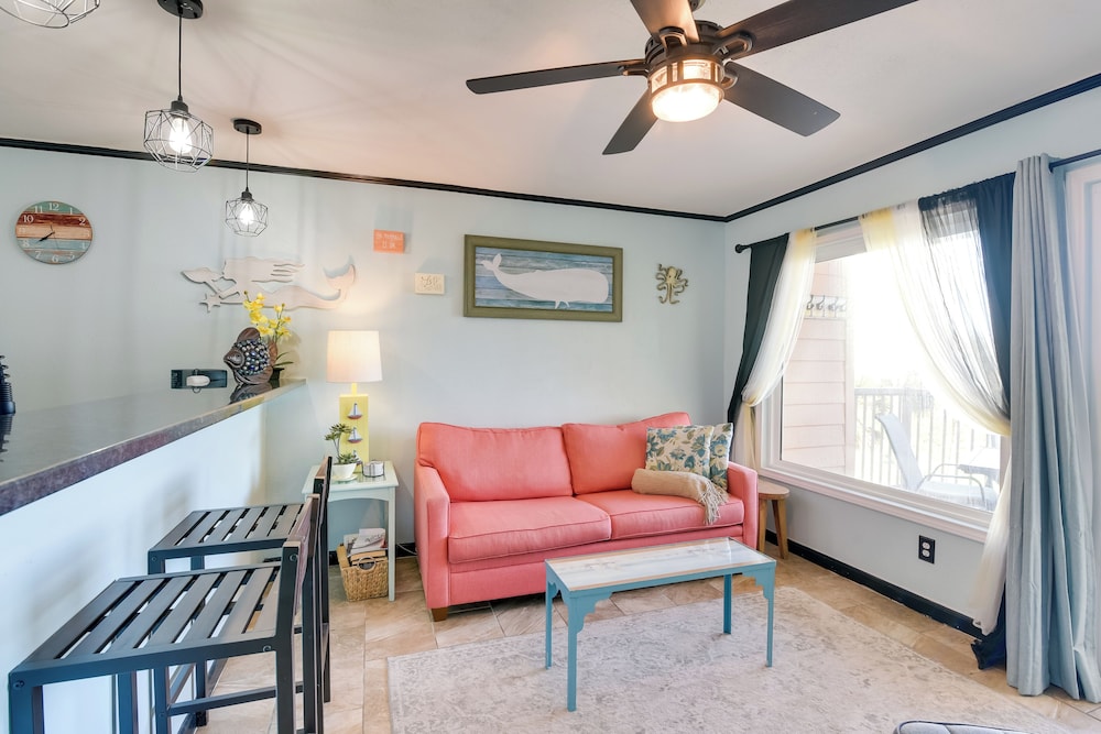 Across From Beach: Resort-style Galveston Condo