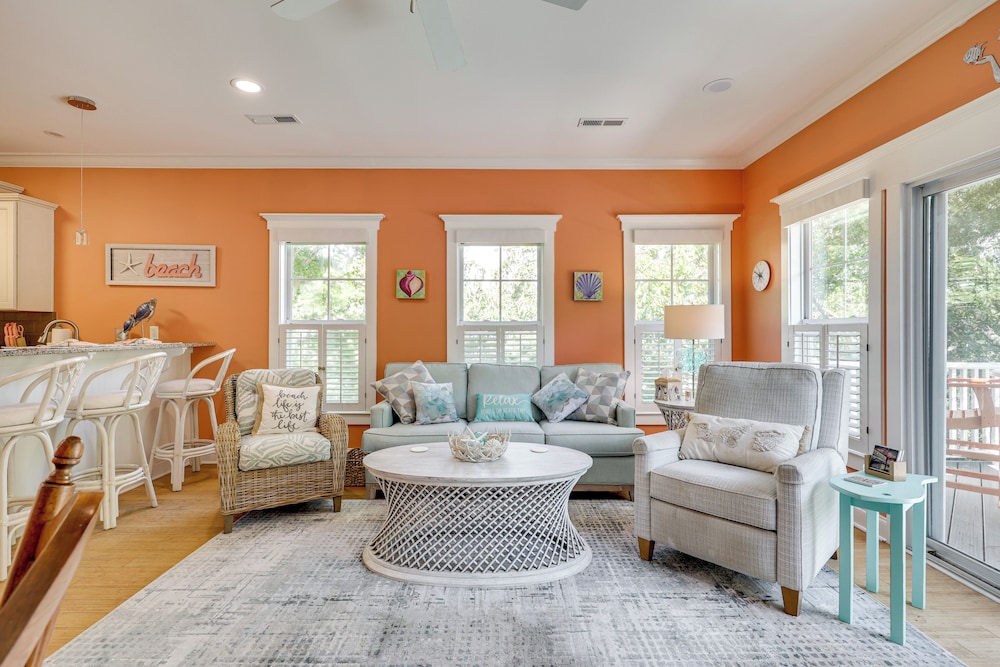 Steps to Ocean: Luxe Kure Beach Home w/ Game Room
