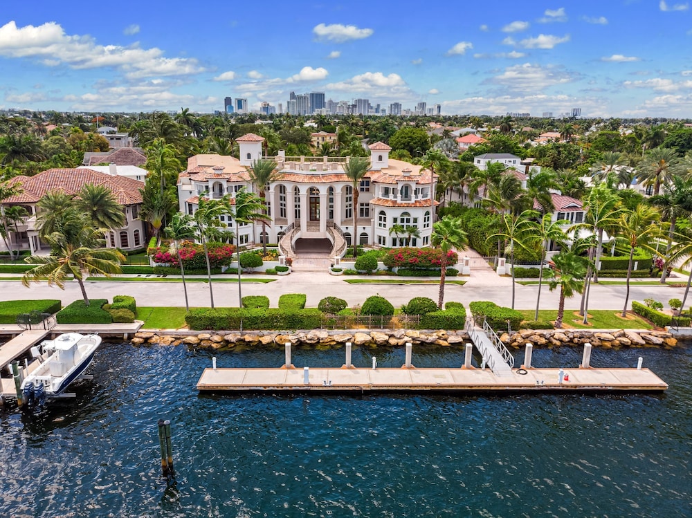 Waterfront Mansion With Game Room Gym Media Room and Guest House