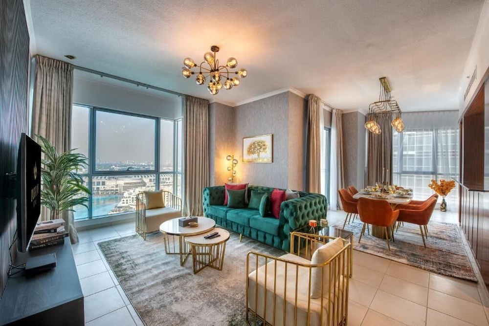 Durrani Homes Luxe Living with Burj Khalifa and Fountain View third room without partition