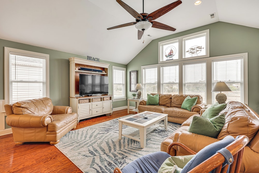 Steps to Beach: Gem w/ Views & Dock in Oak Island