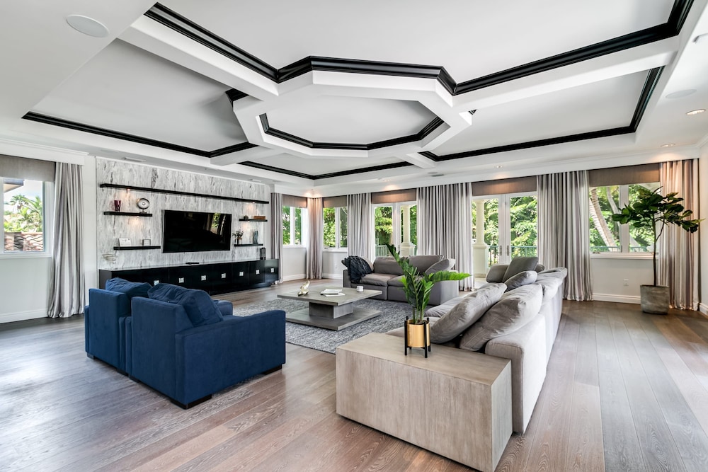 Waterfront Mansion With Game Room Gym Media Room and Guest House