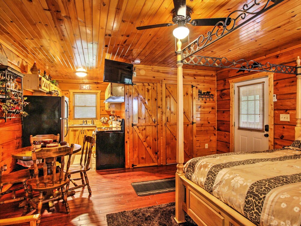 Deck & Hot Tub: Log Cabin Sevierville Studio! view 3