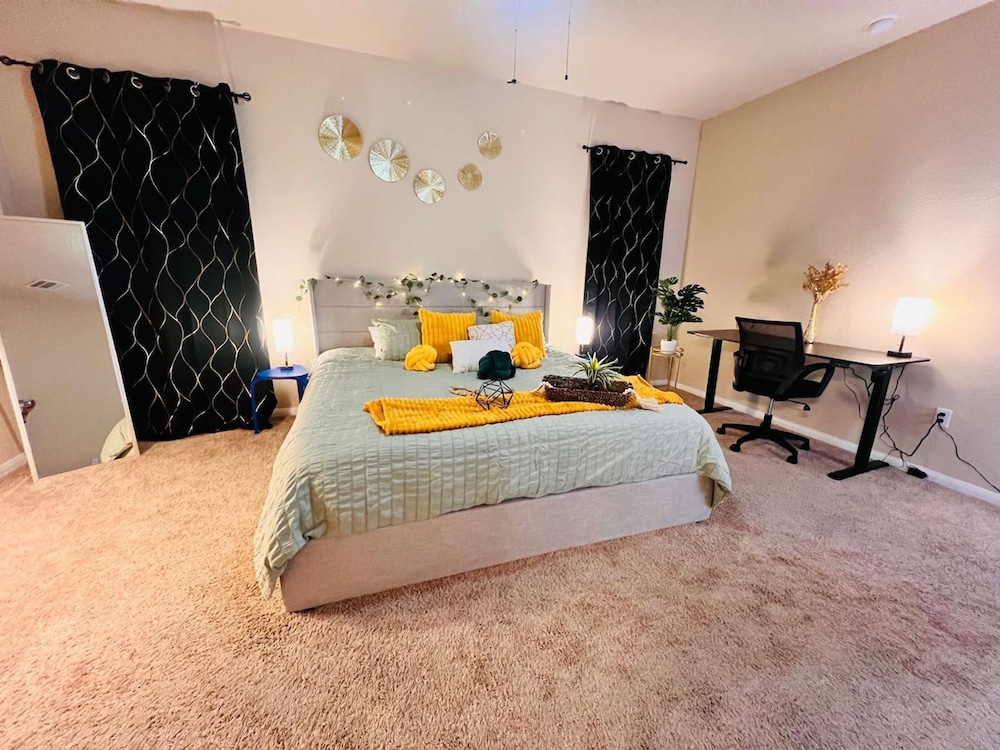 Spacious 4BR Home w Game Room Office Backyard