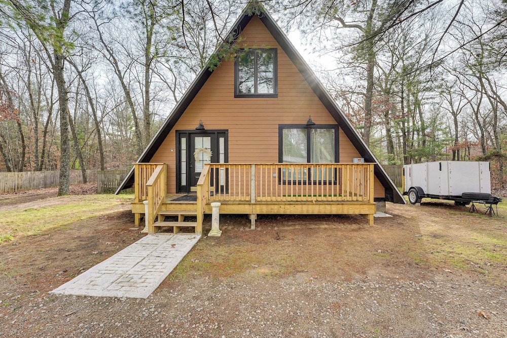 Walk to Fox Lake: Pet-friendly A-frame w/ Fire Pit