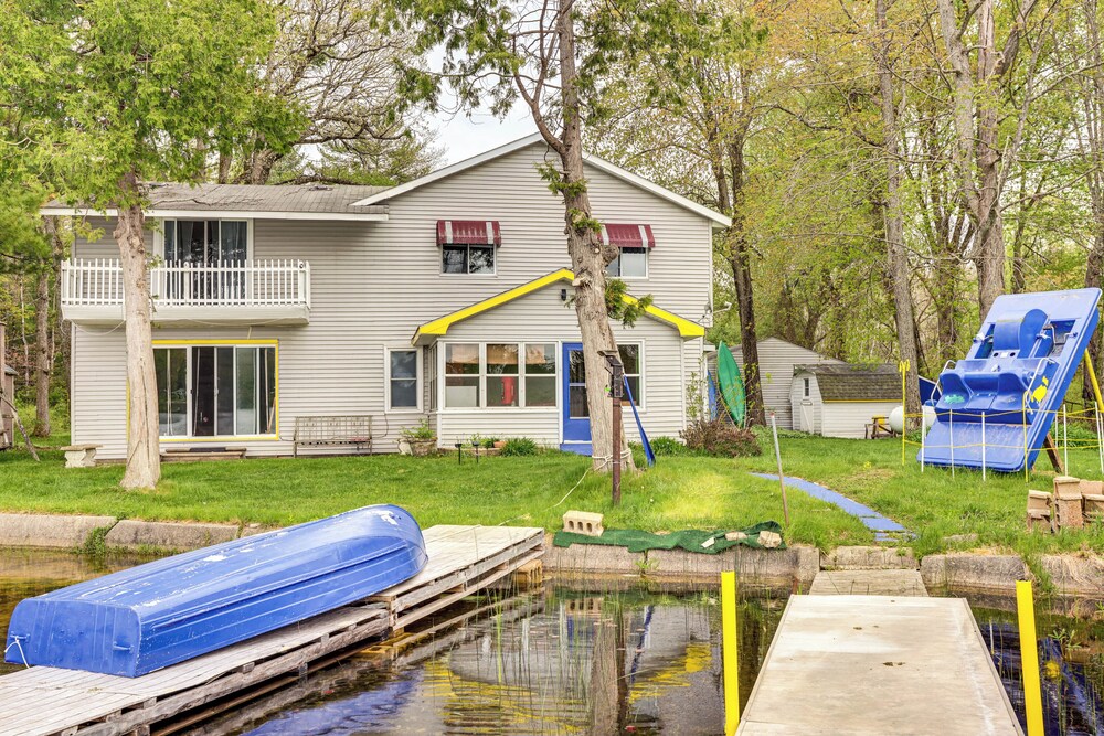 Lakefront Group Getaway w/ Dock in Baldwin!