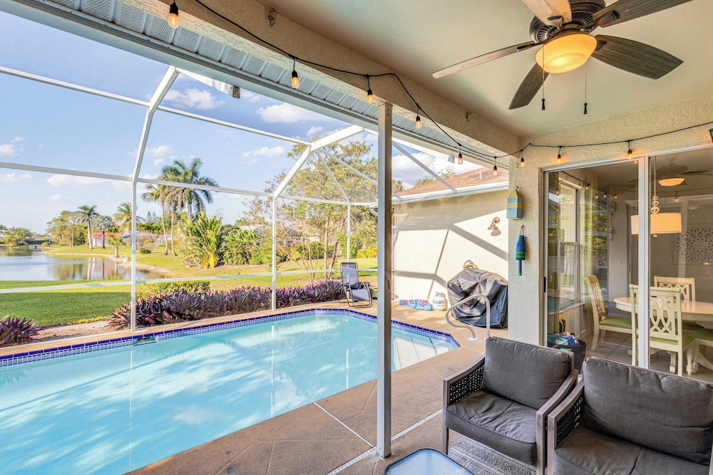 Private Pool, Pond Views, & Bonus Lounge in Gated Naples Community Drive to Dining & Sand