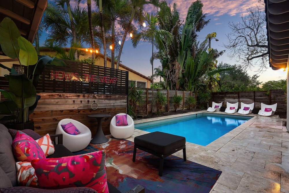 Chic Retreat Heated Pool Floats Close to Beach