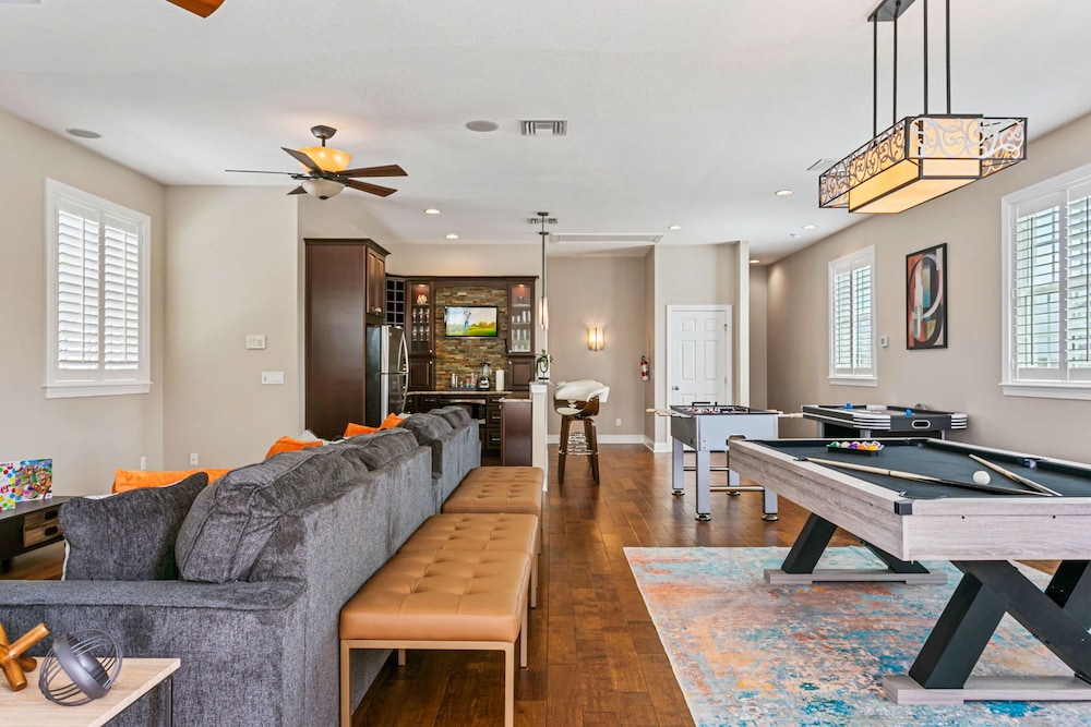 Waterfront Pool Pickleball Court Game Room