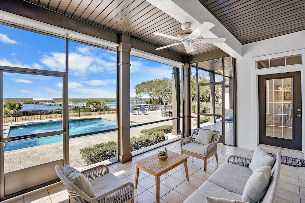 Waterfront Home w Patio Heated Pool Dock Beach