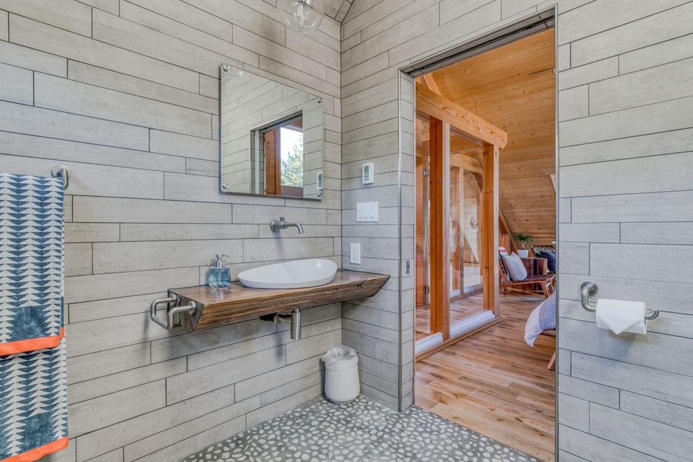 Boutique Cabin Design Luxury Hot Tub Path to Beach