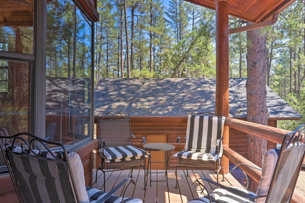 Deck, Games & Fire Pit: Modern Pine Cabin! view 4