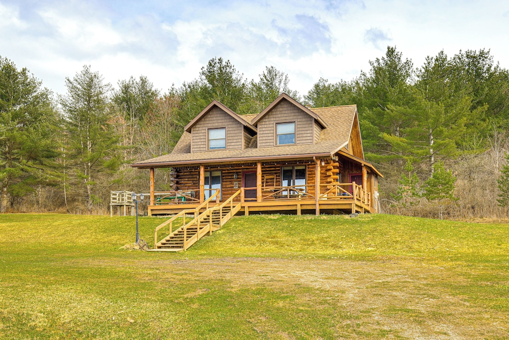 Log Cabin w/ Pond & Trail Access in Almond!