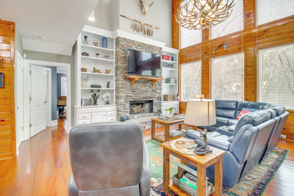 Game Room & Fire Pit: Riverfront Home in Ellijay!