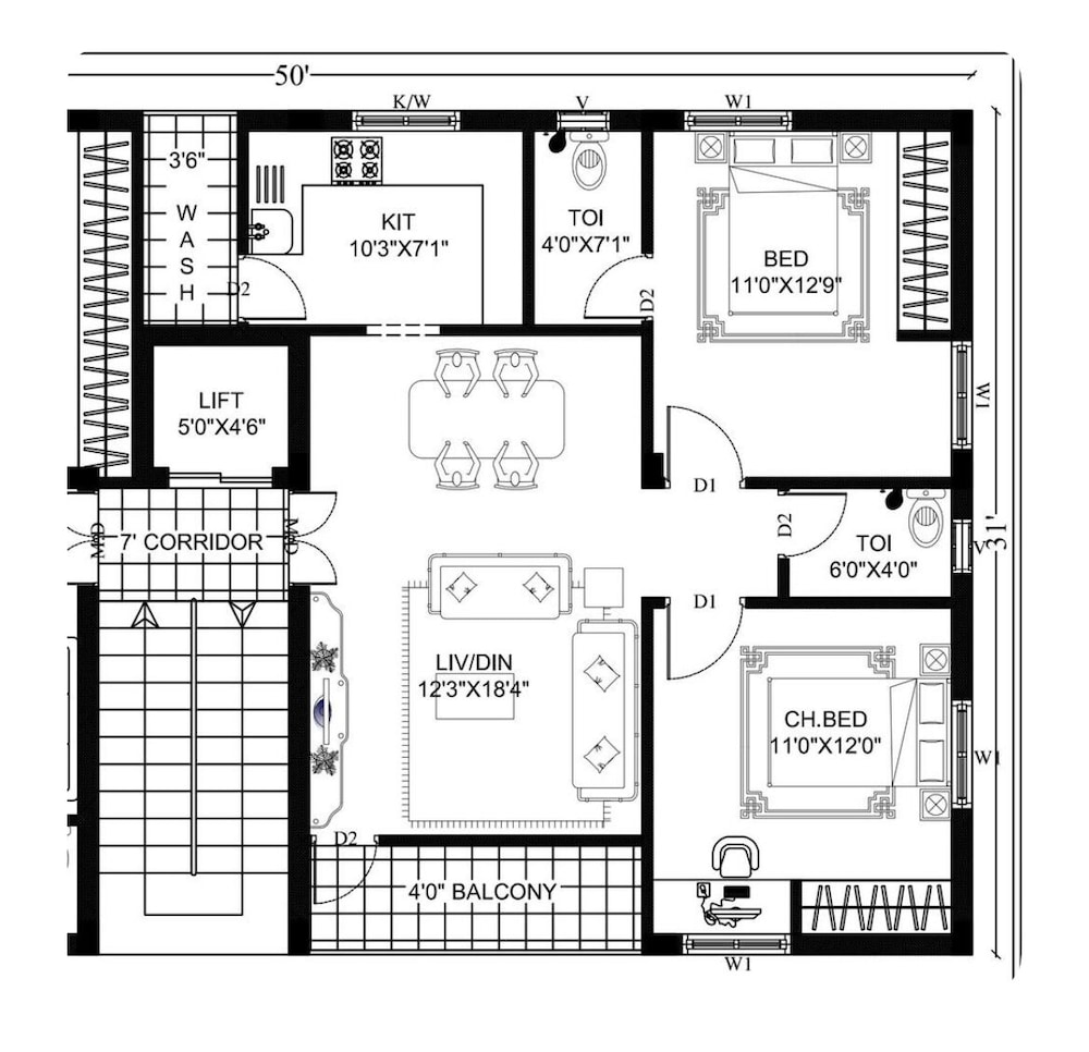 2 BHK Flat Gachibowli AIG 102