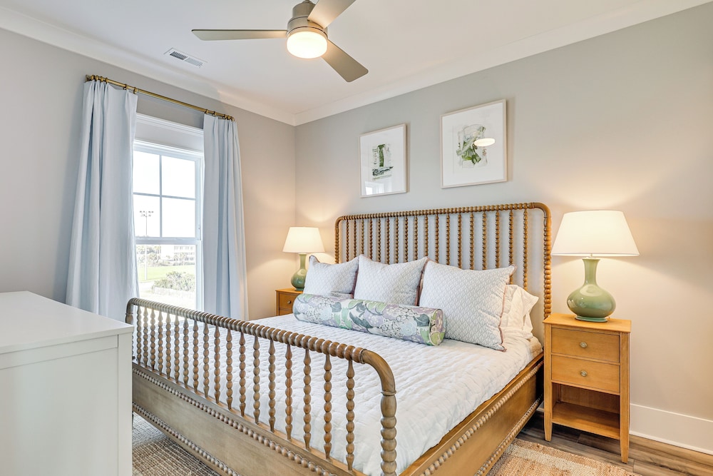 Walk to Beach: Coastal Oak Island Gem w/ Elevator!
