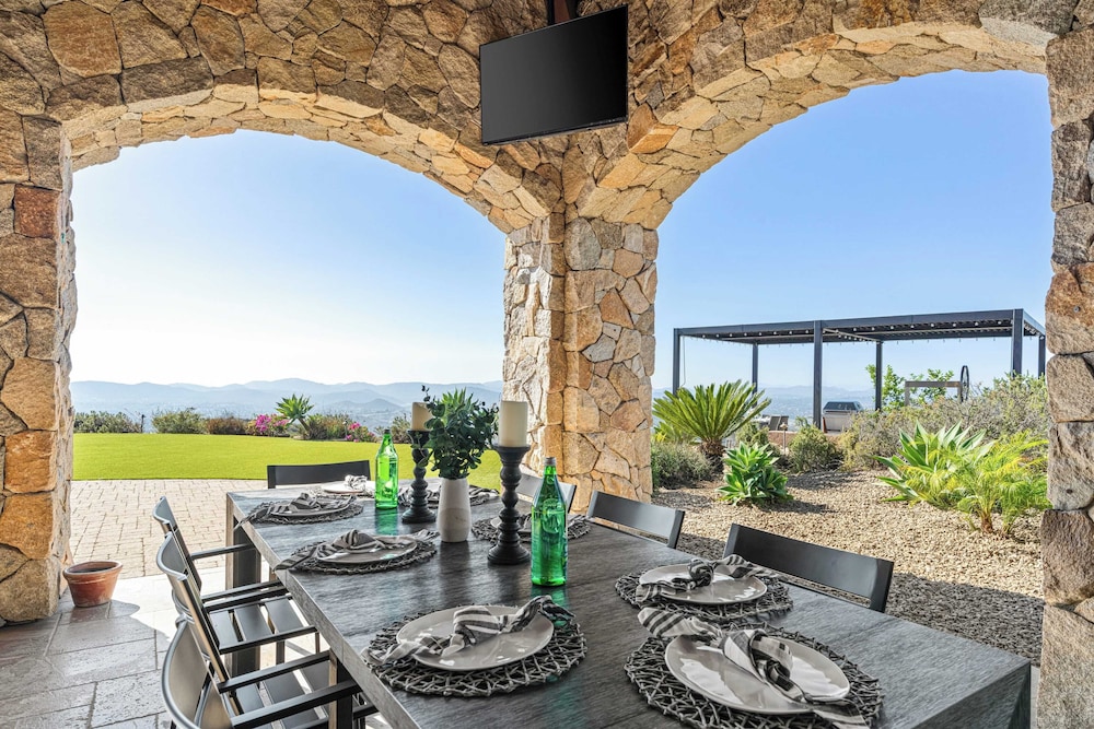 Infinity Pool, Theater, Pickleball + 360 Views Near Lake Poway Sunset Point Estate by Avantstay