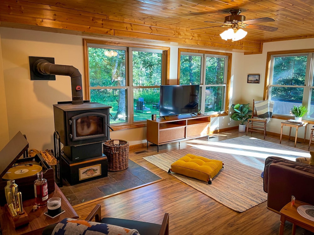 Firefly Lodge Boardman River Hot Tub Woodstove