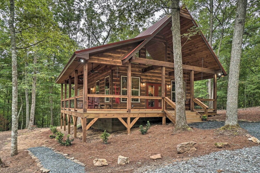Peaceful Cabin on 3 Private Acres: Deck & Fire Pit view 4
