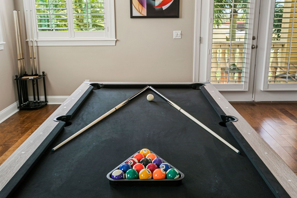 Waterfront Pool Pickleball Court Game Room