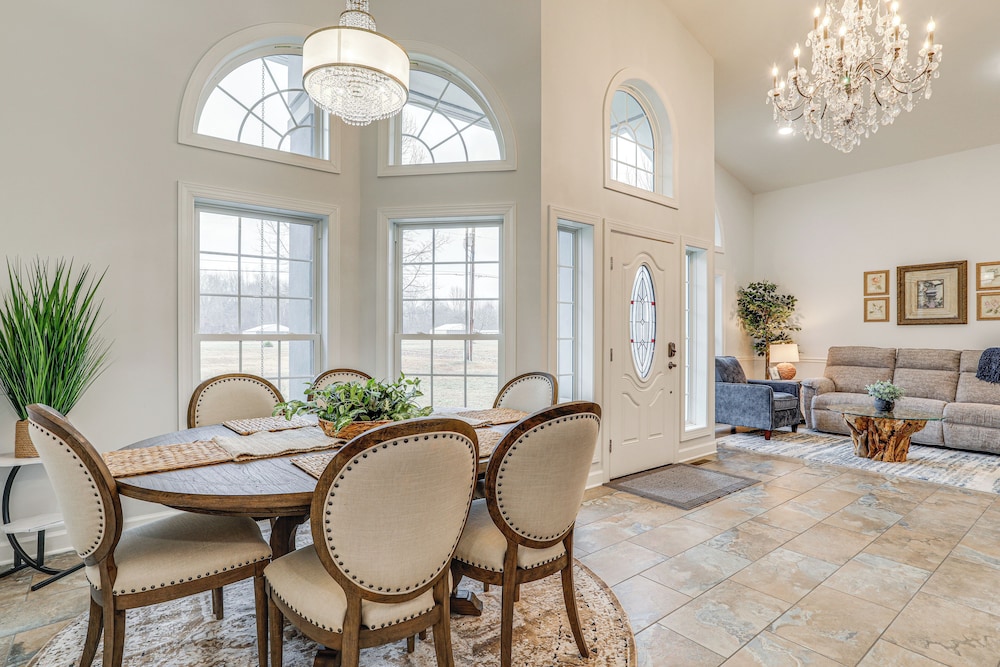 Firplace & Deck: Riverfront Heber Springs Home