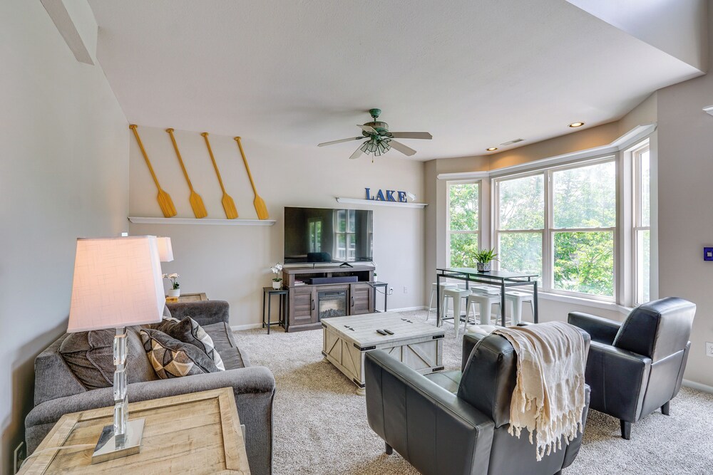 Dock Access + Lake View: Sunrise Beach Escape