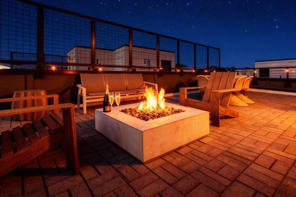 Rooftop Fire Pit Lounge Skyline DT Nash Views